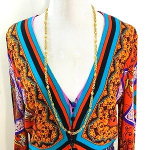 Vintage Gold Filigree Long Link Necklace